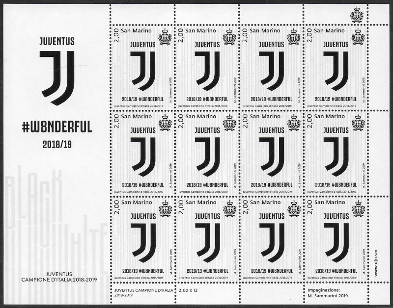 2019 San Marino Juventus campione MS MNH Unificato n. 2643