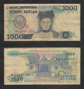 SD)1987 INDONESIA  1,000 RUPEES NOTE FROM THE BANK OF INDONESIA, WITH REVERSE,