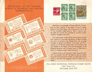 BEP SOUVENIR CARD B26 ASDA 1973 POSTAGE STAMP SHOW C79 AIRMAIL FDC & UN STAMP