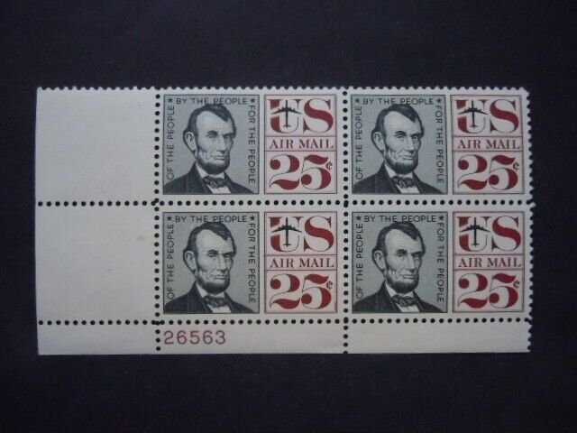 #C59a 25c Lincoln Plate Block #26553 LL Tagged  MNH  OG VF CV $5 New Mount