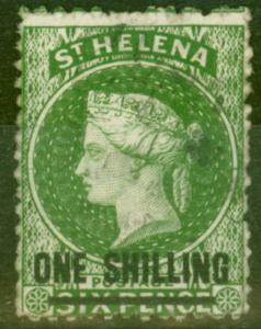 St Helena 1868 1s Green SG18 Type B Fine Used