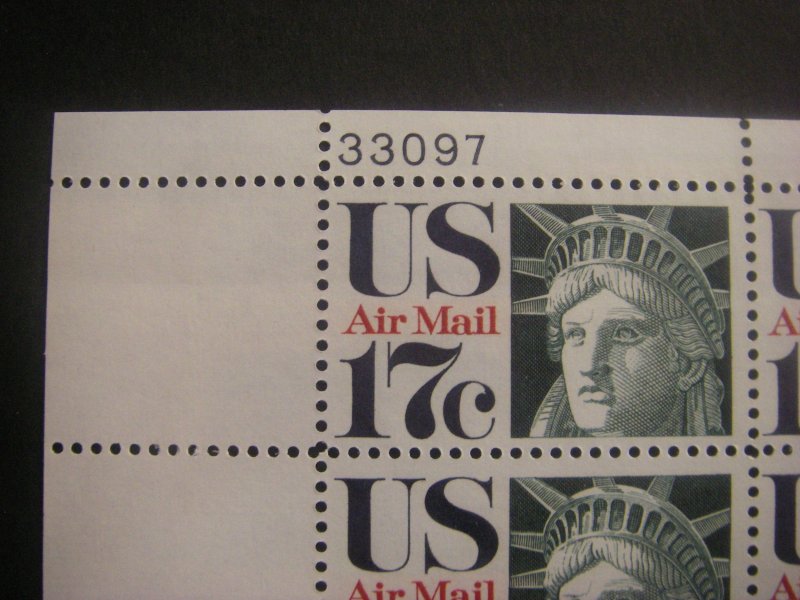 Scott C80, 17c Statue of Liberty, PB4 #33097 x4 Matched Set, MNH Airmail Beauty