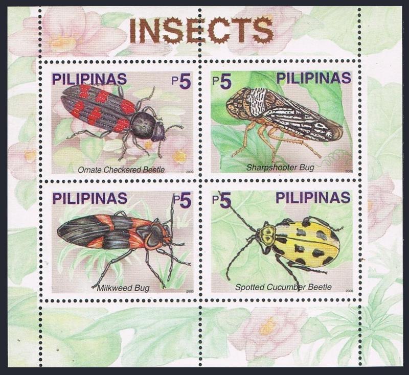 Philippines 2677e-2678e sheets,MNH. Beetles 2000.Green Jule,Ladybirds,Hercules,