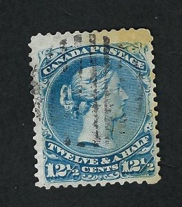 Canada # 28iii USED 12 1/2ct BLUE LARGE QUEEN BS21677