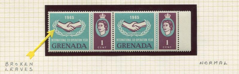 Grenada - Scott 207 - ICY - Broken Leaves-1965 - MNH - Joined Pair 1c Stamps