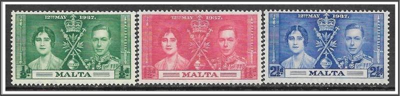 Malta #188-190 Coronation Complete Set MH