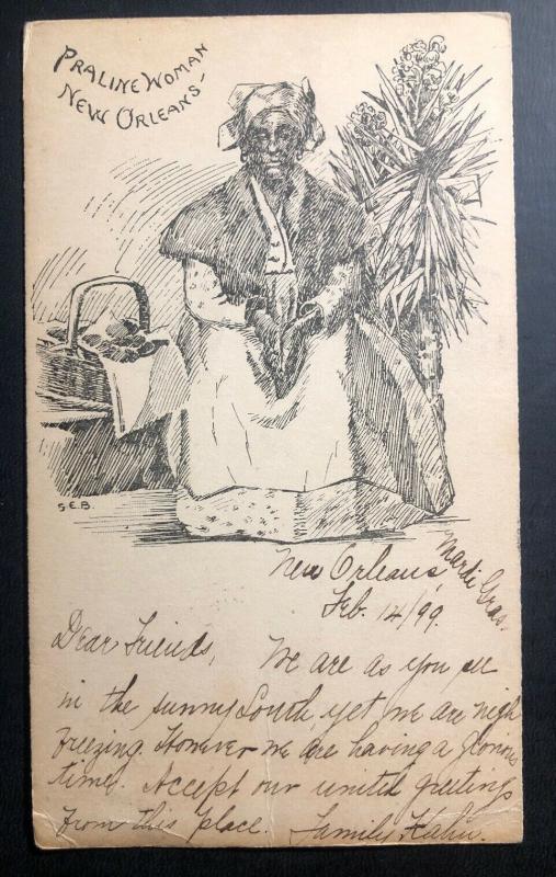 1899 New Orleans LA USA Postcard Cover To St Gallen Switzerland Praline Woman