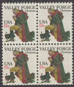 1977 Geo. Washington at Valley Forge Block of 4 13c Stamps - MNH, OG - Sc# 1729
