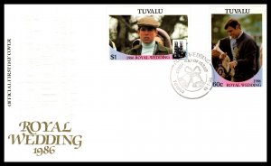 Tuvalu 391-392 Royal Wedding Set of Two U/A FDC