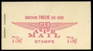 United States, Air Post #BKC4 Cat$25, 1949 73c red, unexploded booklet, never...