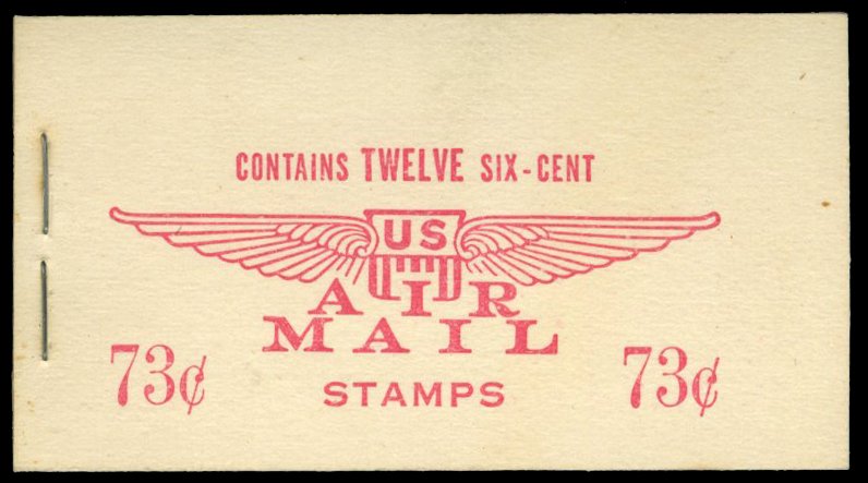 United States, Air Post #BKC4 Cat$25, 1949 73c red, unexploded booklet, never...