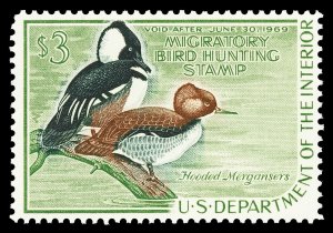 Scott RW35 1968 $3.00 Duck Stamp Mint F-VF OG NH Cat $65