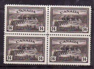 Canada-Sc#o7-Unused NH 14c Hydroelectric Plant block - ovptd OHMS-id#14-1949-50-