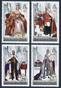 Turks & Caicos 342-345, MNH. Michel 385-388. QE II Coronation,25,1978. Monarchs.