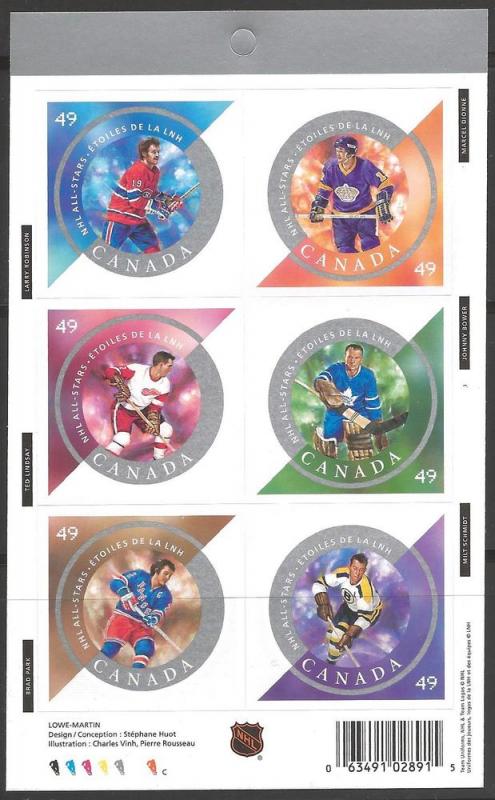 Canada Mint VF-NH #2018 NHL All-Stars self-adhesive