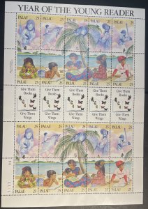 PALAU # 220-MINT/NEVER HINGED--LITERACY--SHEET OF 20 + LABELS---1989