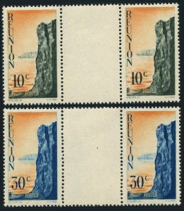 Reunion 249-250 gutter pairs,MNH.Mi 309-310. 1947.Cliff.