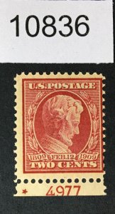 US # 367 PLATE SINGLE MINT OG NH CAT. $10 LOT #10836