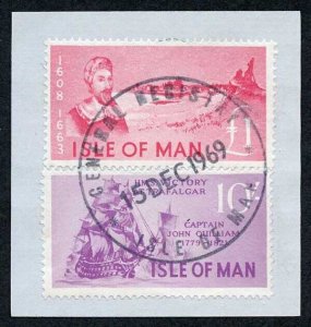 Isle of Man One Pound Deep Pink and 10/- Purple QEII Pictorial Revenues CDS On