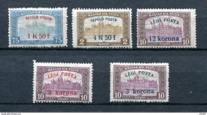 Hungary 1918 First Airmail Sc C1-5 MH Overprint  13082