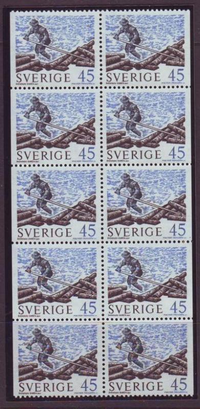 Sweden Sc760a 1970 Log Roller stamp bklt pane NH