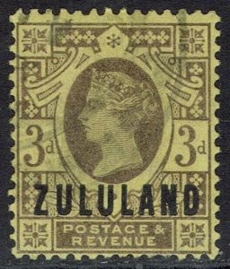 ZULULAND 1888 OVERPRINTED QV GB 3D USED