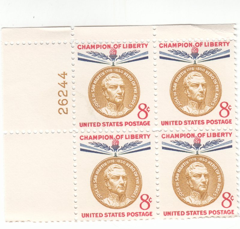 Scott # 1126 - 8c - Champion of Liberty Issue - plate block of 4 - MNH ...