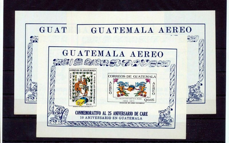 Guatemala 1971 Air Relief Art Sheets Unused x 3 (ZA 598s