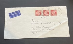 WW2 WWII German Bundespost Air Mail Berlin To New York Post War Cover W 3 Stamps