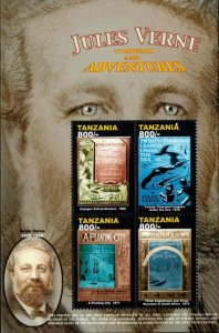 Tanzania 2005 - Jules Verne Novelist - Sheet of 4 Stamps - Scott #2372 - MNH