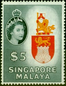 Singapore Malaya 1955 $5 SG52 V.F. Very Lightly Mtd Mint