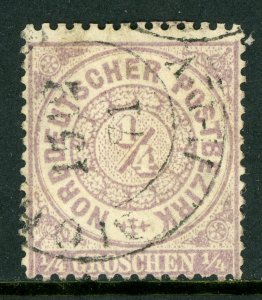 Germany 1869 North German Conf ¼gr Violet Perf 13½x14 Sc # 13v VFU  T748 ⭐⭐⭐