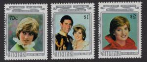 Aitutaki  #268-270 MNH 1982  Princess Diana  complete Royal birth inscription