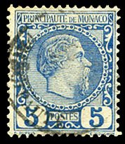 Monaco #3 (YT 3) Cat€50, 1895 5c blue, used