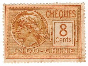 (I.B) France Colonial Revenue : Indo-China Cheques 8c