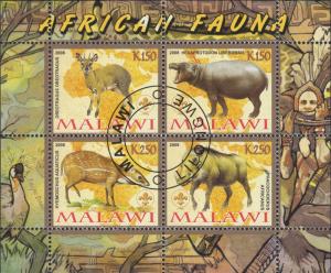 Malawi Wild Animals Souvenir Sheet