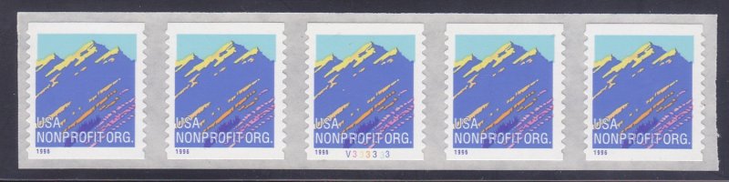 US# 2904A MNH 1996 (5¢) Mountain PNC5 Plate #V333333 Perf 11.2 Vert