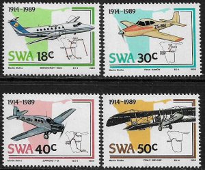 South West Africa #614-7 MNH Set - Aviation - Planes and Maps