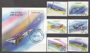 Tanzania 1993 Aviation Aircrafts 6 values + perf. sheet used  M.370