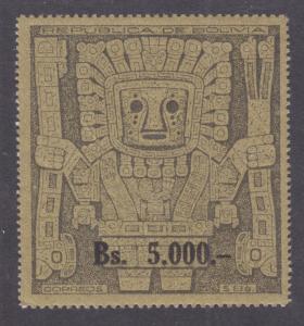 Bolivia Sc 450 MNH 1960 5,000b Prehistoric God, top value to set, fresh & bright