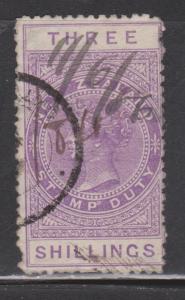 NEW ZEALAND - Scott # AR34 Used  Queen Victoria Postal-Fiscal Stamp Pulled Perf
