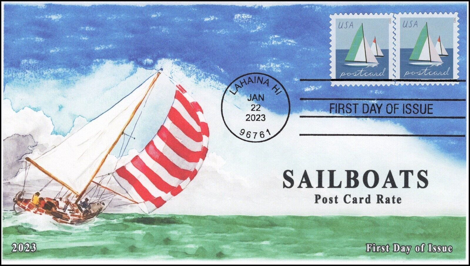 Sailboats First Day Cover Standard Bar Cancel Lahaina Hi Pos United States