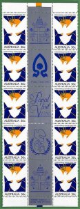 ZA1453 - AUSTRALIA - Stamps - PAPAL VISIT strip of 5 GUTTER PAIRS 1986 JPII