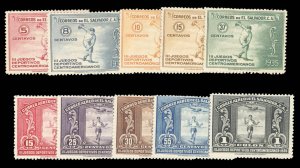 Salvador #538-542, C36-40 Cat$64.75, 1935 3rd Central American Games, complet...