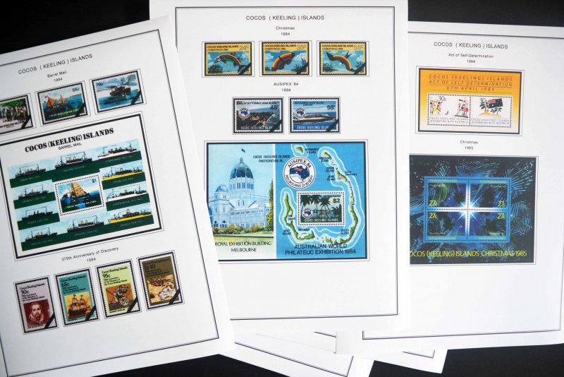 COLOR PRINTED COCOS ISLANDS 1963-2020 STAMP ALBUM PAGES (69 illustrated pages)