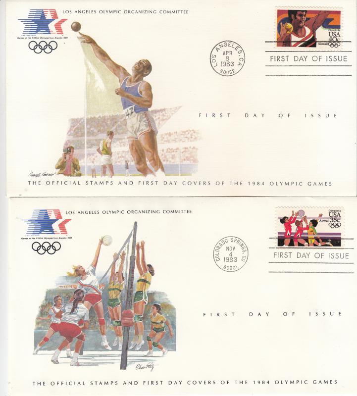 USA - 1984 Olympic games , FDC  volleyball and shot put (1330)