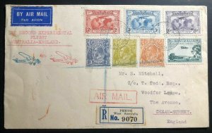 1931 Perth Australia Second Experimental Flight Cover To Cheam Surrey England