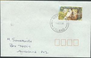 NORFOLK IS 1995 cover to New Zealand - 22c Birds Christmas.................42786