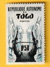 TOGO SCOTT#334 1957 .50f KONKOMBA HEADRESS - MNH