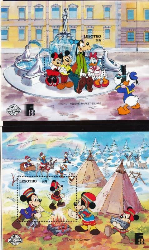 DISNEY LESOTHO 640-649 MINT NH MICKEY VISITS FINLAND